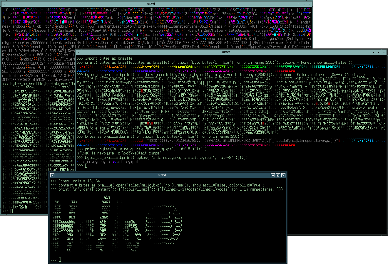 Braille for bytes